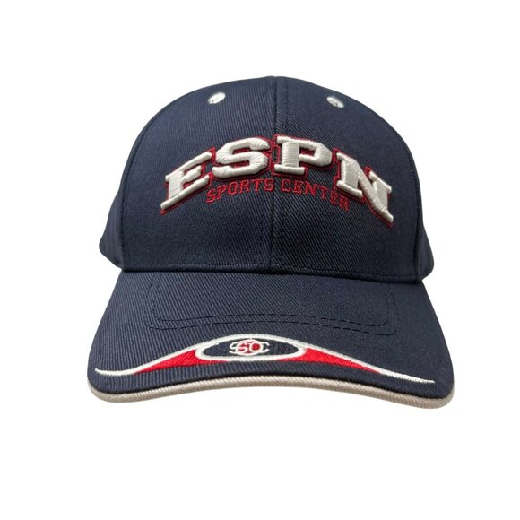ESPN Sportscenter Strapback Hat Cap Dad Y2K Retro Vintage TV Show Logo Blue - Picture 1 of 11